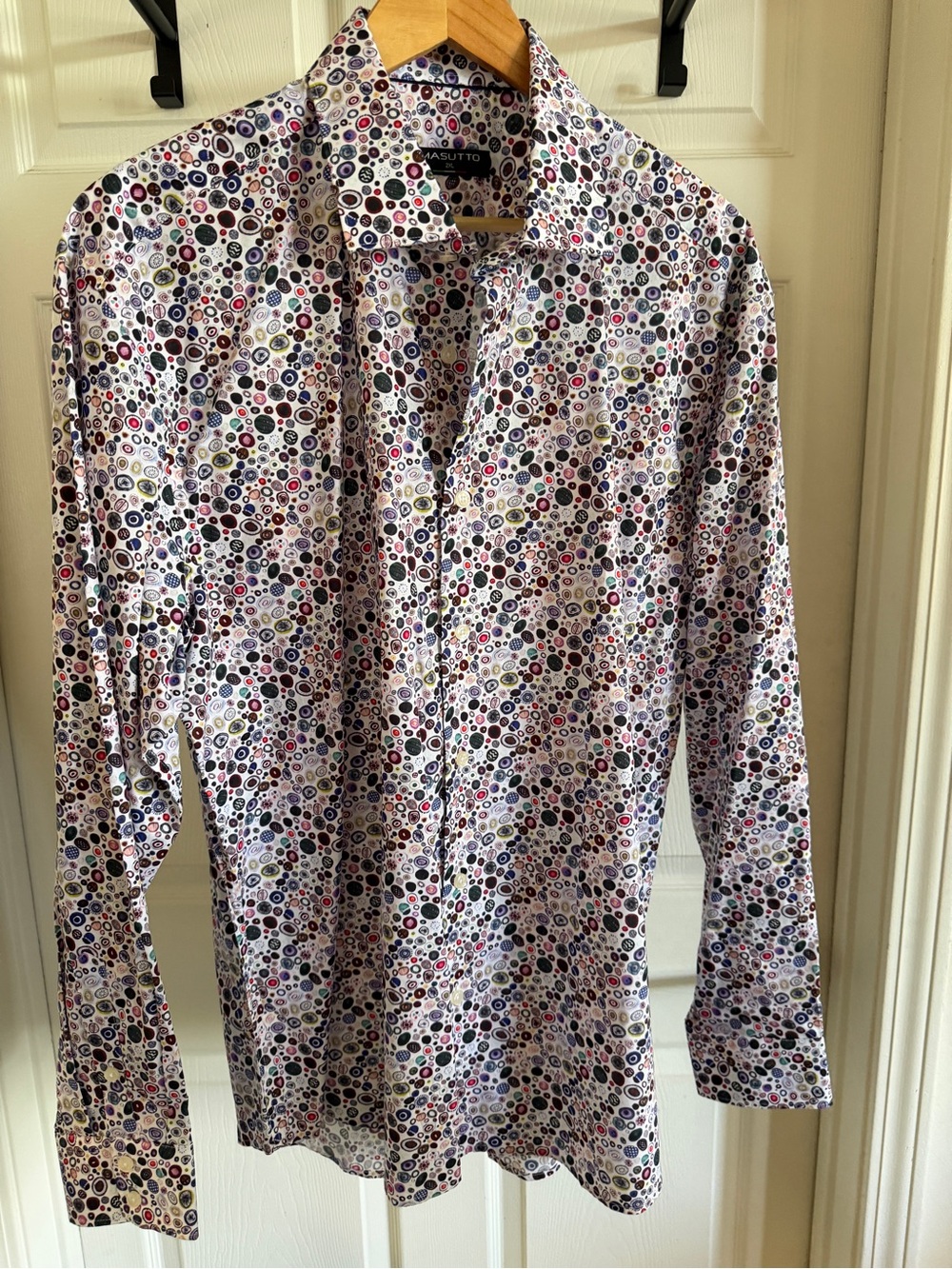 Masutto Multicolor Circle Print Button‑Up Shirt – 2XL